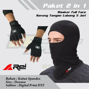 Paket murah buff masker full face dan sarung tangan motor pelindung panas Wanita