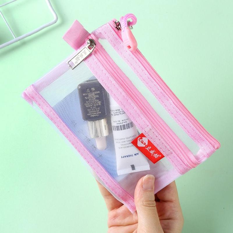 Product Introduction of New Portable Small Coin Bags Double Layer Mesh Bus ID Credit Card Storage Bag Nylon with Zipper Money Wallet Purse 12