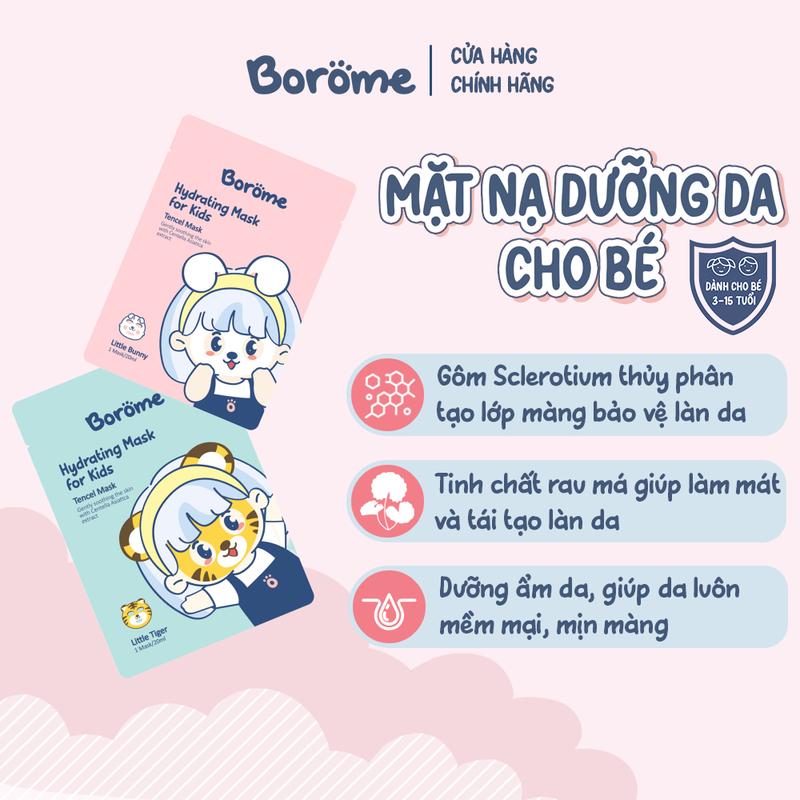  Mặt nạ dưỡng da cho bé Borome chiết xuất từ rau má giúp dưỡng ẩm làm mềm da dung tích 20ml 