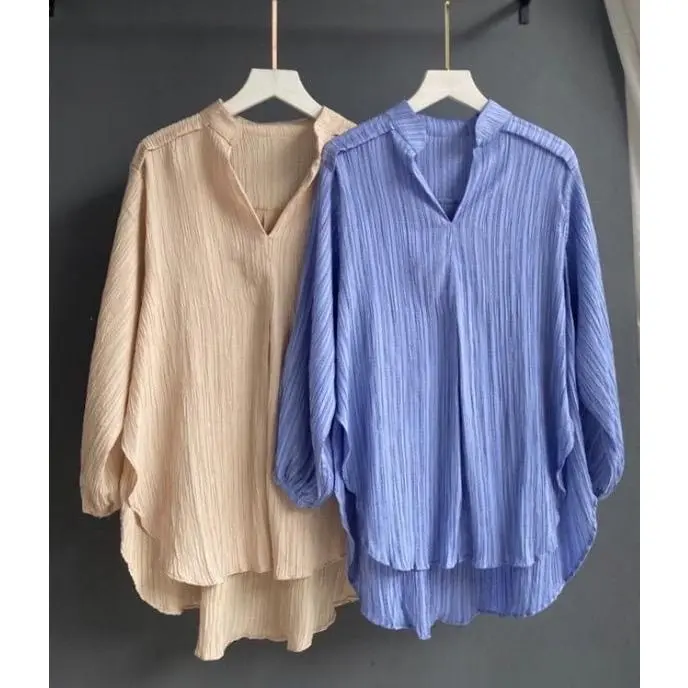 Outer Korean Style Lady Crush / Baby Crush Belah Samping Kekinian Bahan Adem Bertekstur Wanita Atasan