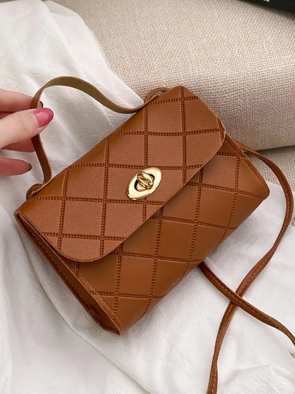 Fashion Quilted Pattern Pu Leather Crossbody Bag, Casual Solid Color Shoulder Bag for Women, Trendy Versatile High-quality Daily Commuting Bag, Sling Purse 4
