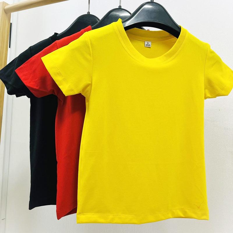 Áo thun trơn nhiều màu trẻ en,bé trai, bé gái Cotton Thông thường Cổ tròn 10kg-77kg 5