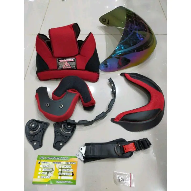 paket busa helm kyr dj maru+kaca helm kyt dj maru kancing besi+kancing plastik