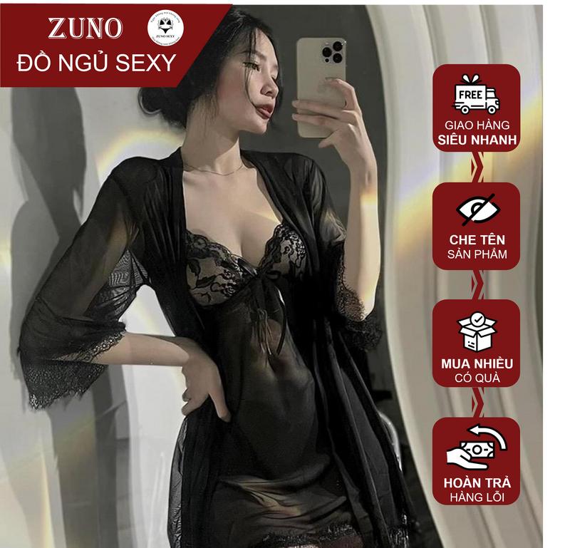  Set váy ngủ 4 món sexy ren cao cấp gợi cảm xuyên thấu MSV Đồ ngủ Sexy dành cho Nữ 