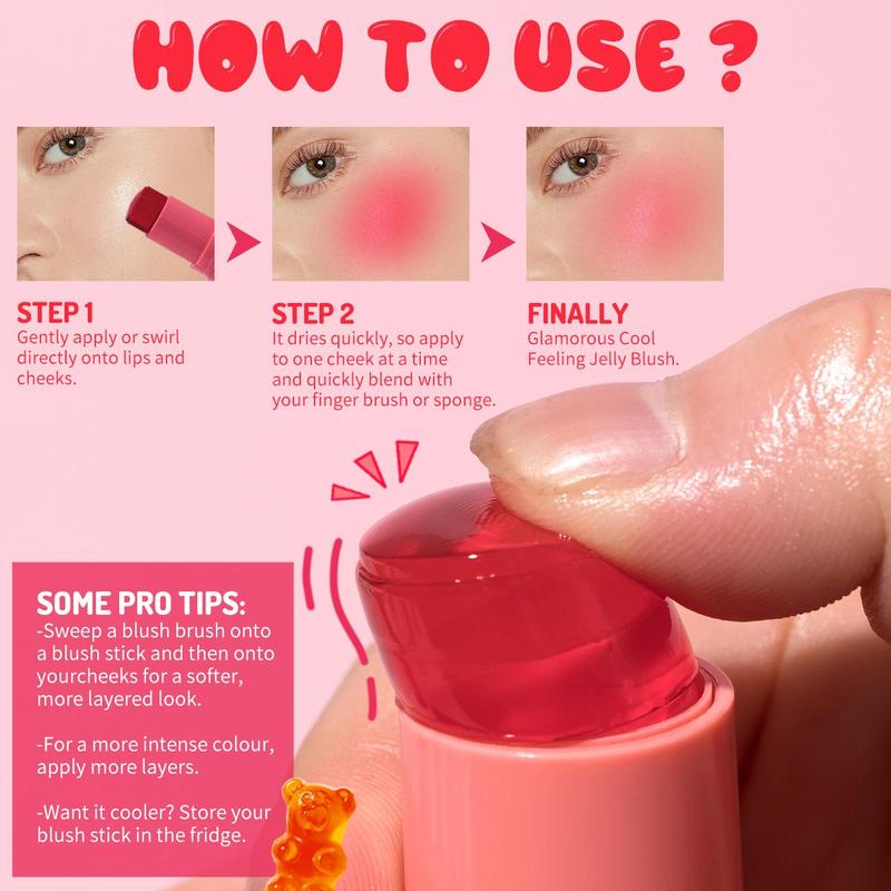 Product Introduction of Fruit Jelly Blush, Long Lasting Waterproof Blusher Stick, Cheeks Contour Blush  Cream, Natural Look Blush for Daily Makeup 13