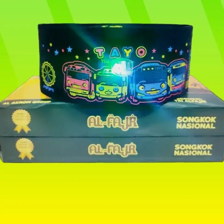 Peci Songkok Kopiah Motif Karakter Anak dengan Lampu LED Bordir Kuat dan Lembut Nyaman Dipakai 5