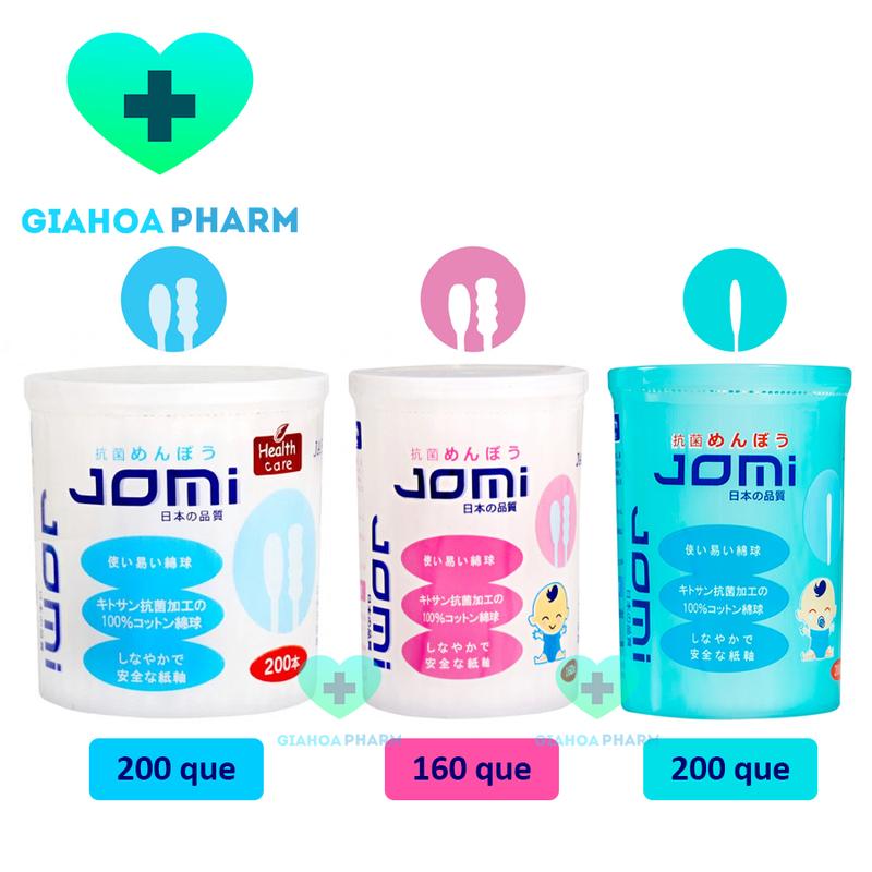 Tăm bông kháng khuẩn Jomi đầu to nhỏ & đầu siêu nhỏ lấy ráy ngoáy tai trang điểm vệ sinh rốn mắt mũi trẻ sơ sinh