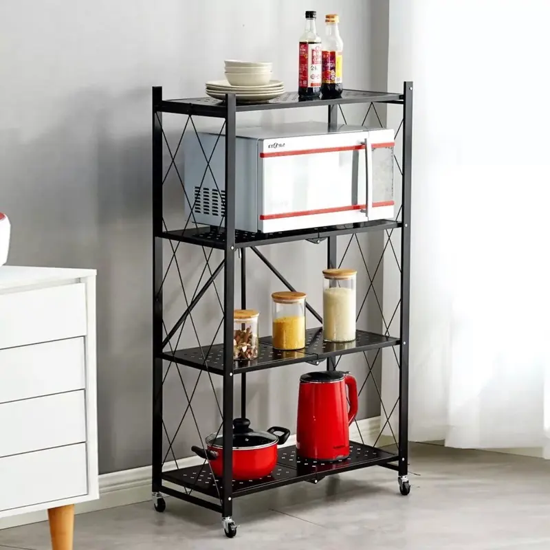Kệ Sắt_Kệ Để Đồ Đa Năng Gấp Gọn Có Bánh Xe 3/4/5 Tầng Tiện Ích Kitchen sắt go 2