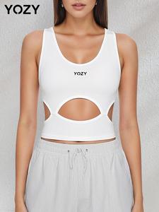 YOZY Women's Plain Cut Out Scoop Neck Tank Top, Casual Sleeveless Top for Summer, Ladies Clothes for Daily Wear