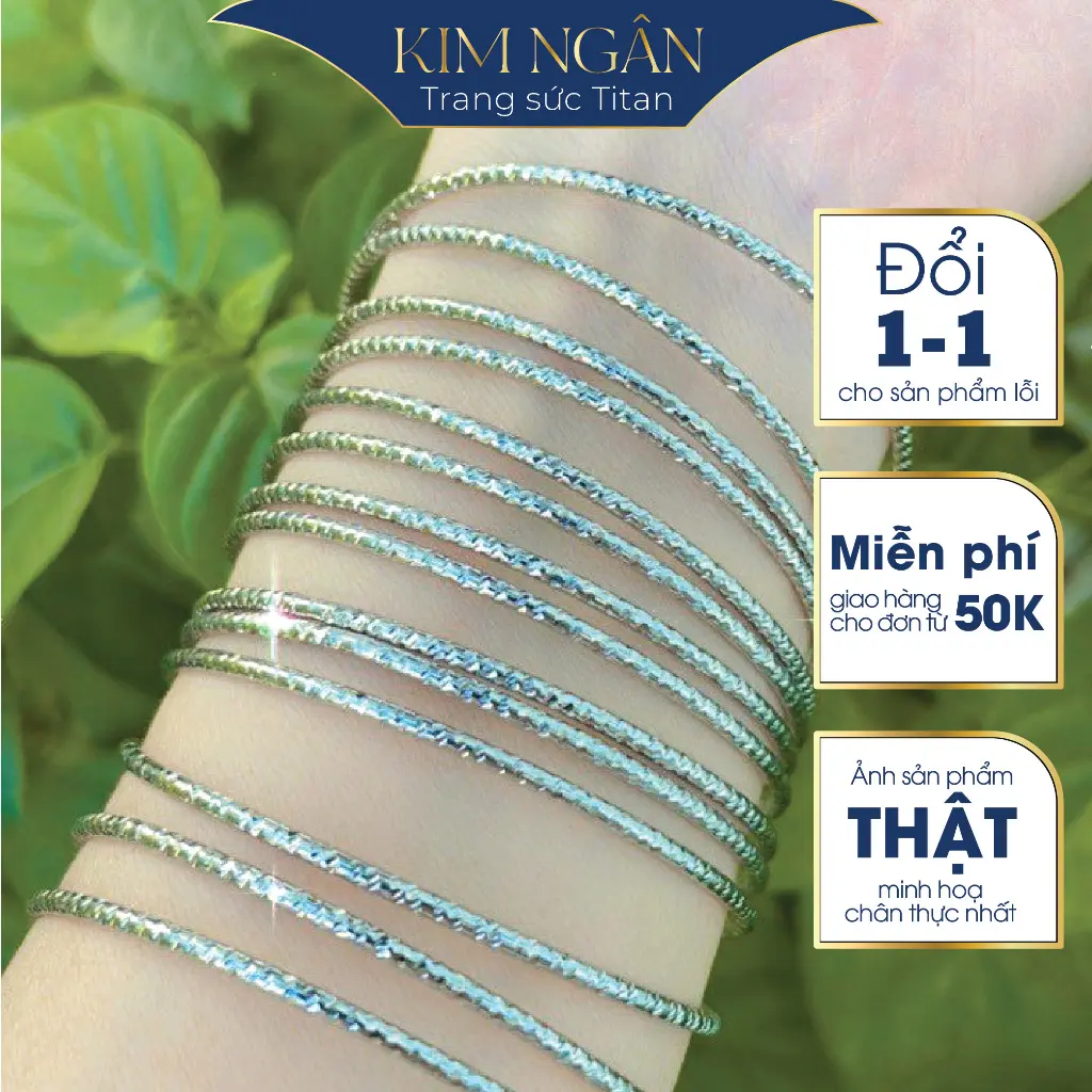 Ximen - Bộ 7 vòng tay 1.5 ly Vòng tay titan Lấp Lánh màu Bạch Kim Vòng nong không khoá  không gỉ không bay màu thiết kế tinh tế Trang sức Titan cao cấp