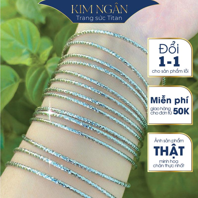 Ximen - Bộ 7 vòng tay 1.5 ly Vòng tay titan Lấp Lánh màu Bạch Kim Vòng nong không khoá  không gỉ không bay màu thiết kế tinh tế Trang sức Titan cao cấp