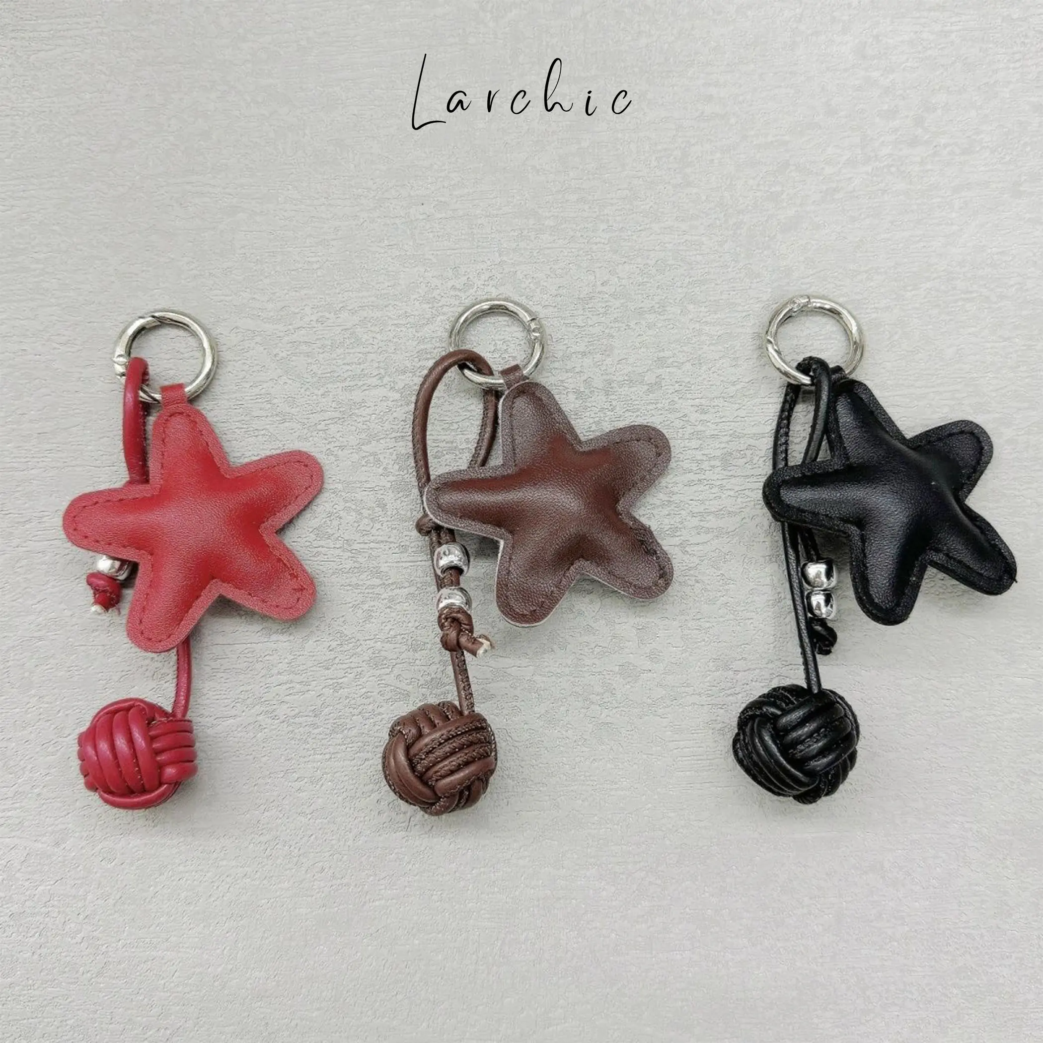 Charm da hình sao, charm túi xách, phụ kiện túi xách hình ngôi sao bằng da Larchic LCPK4