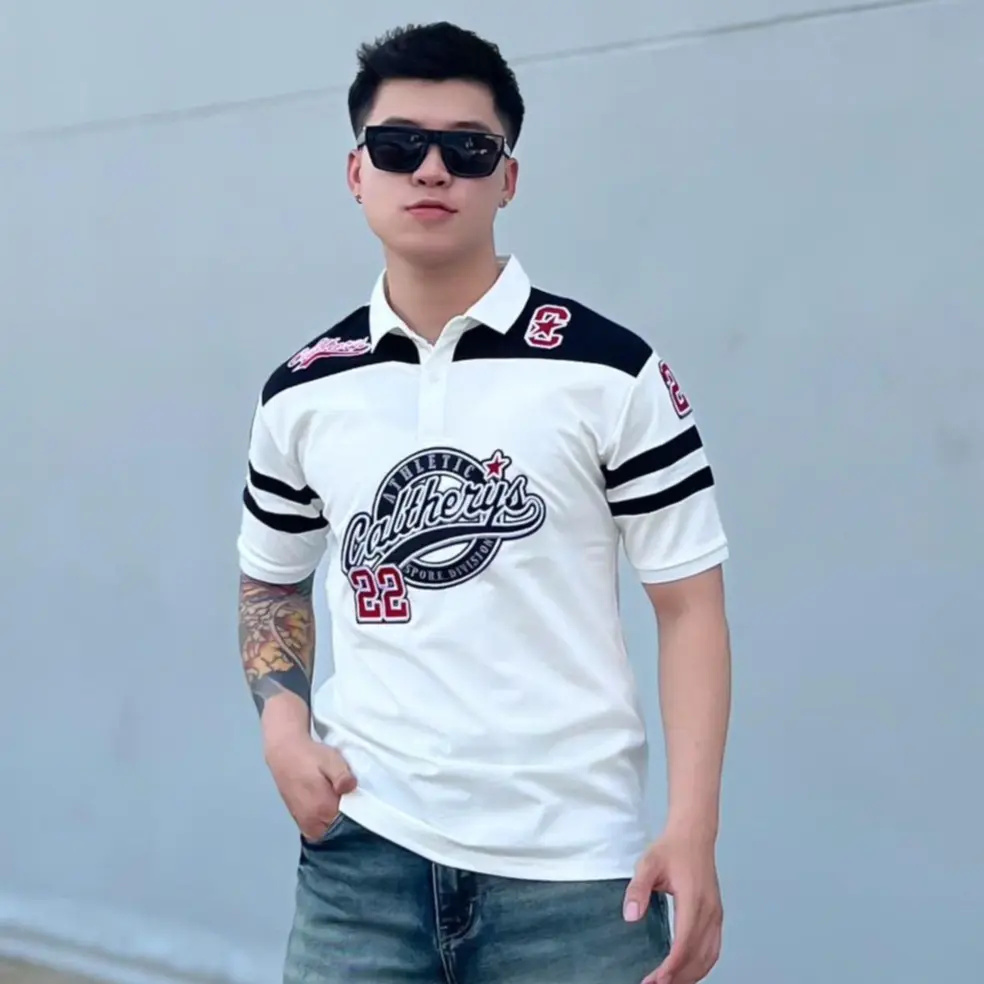 Áo Thun Polo mới , chất cotton có độ co giãn 4 chiều , cao cấp , thêu hoạ tiết 4TO5116