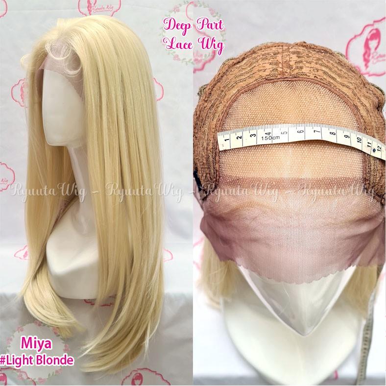 Ryuuta Wig Deep Part Half Lace Wig Lurus Panjang Miya Light Blonde 28 inch 70 cm 4