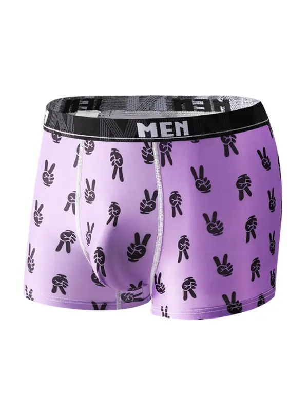 Men's Cartoon Bear & Letter Print Boxer Brief, Breathable Comfortable Underwear for Daily Wear, Casual Men's Underwear for All Seasons 4