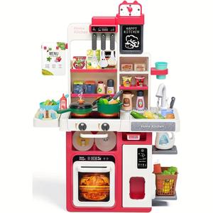 ごっこ遊びのキッチンおもちゃ、ライトとサウンドエフェクト付きのシミュレーションキッチンセット