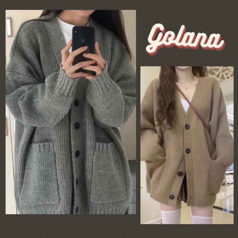 Áo Khoác Len Dệt Kim Dáng dài From Rộng Áo Cadigan Họa Len DarkGREY