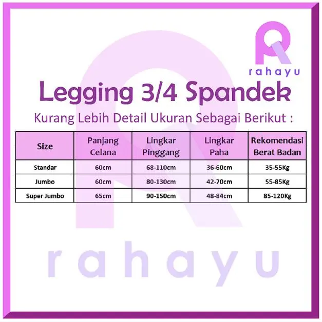 Product Introduction of Legging Panjang Spandex Premium Std & Jumbo 0