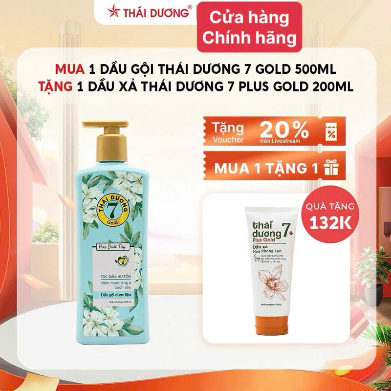 [Sale tháng 3] Mua 01 Dầu gội Thái Dương 7 Hoa Bưởi Tây chai 500ml TẶNG 1 Dầu xả hoặc sữa tắm Thái Dương 7 PLUS GOLD chai 200ml