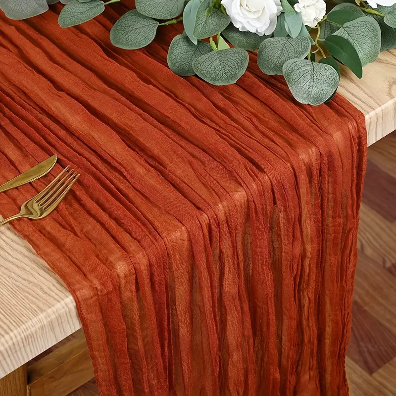 1 Piece Crinkle Table Runner, Gauze Tablecloth, Gauze Tablecloth, Bohemian Country Decoration, Wedding Reception Decoration, Bridal Shower, Holiday Party wedding  centerpieces 2