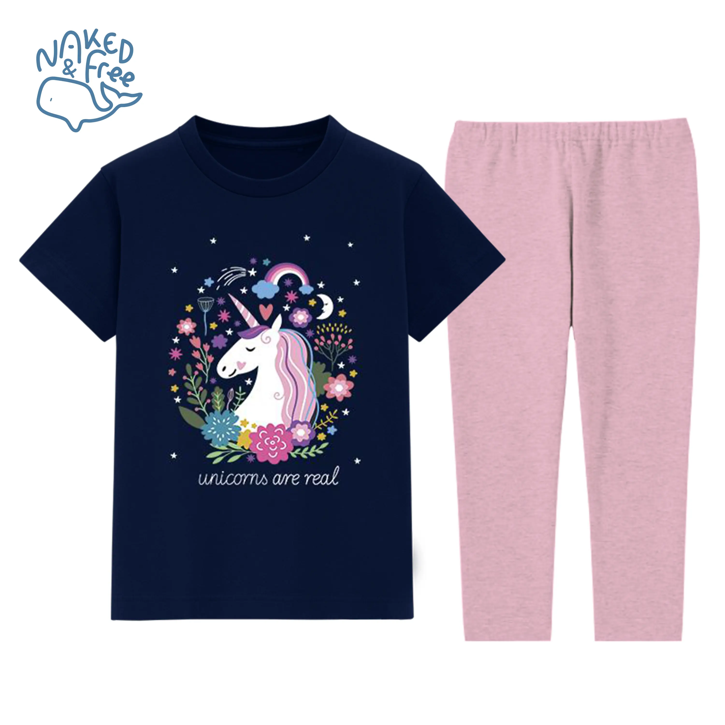 Naked & Free Piyama Baju Tidur Gambar Real Unicorn Untuk Anak Usia 2-8 Tahun Bahan Katun Premium