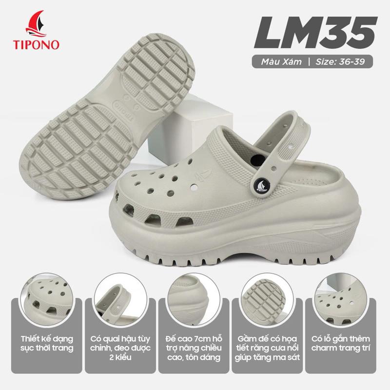 ( CHƯA KÈM CHARM) Dép xục nữ TIPONO cao cấp đế 7cm chất liệu EVA mềm nhẹ trống trơn trượt 0