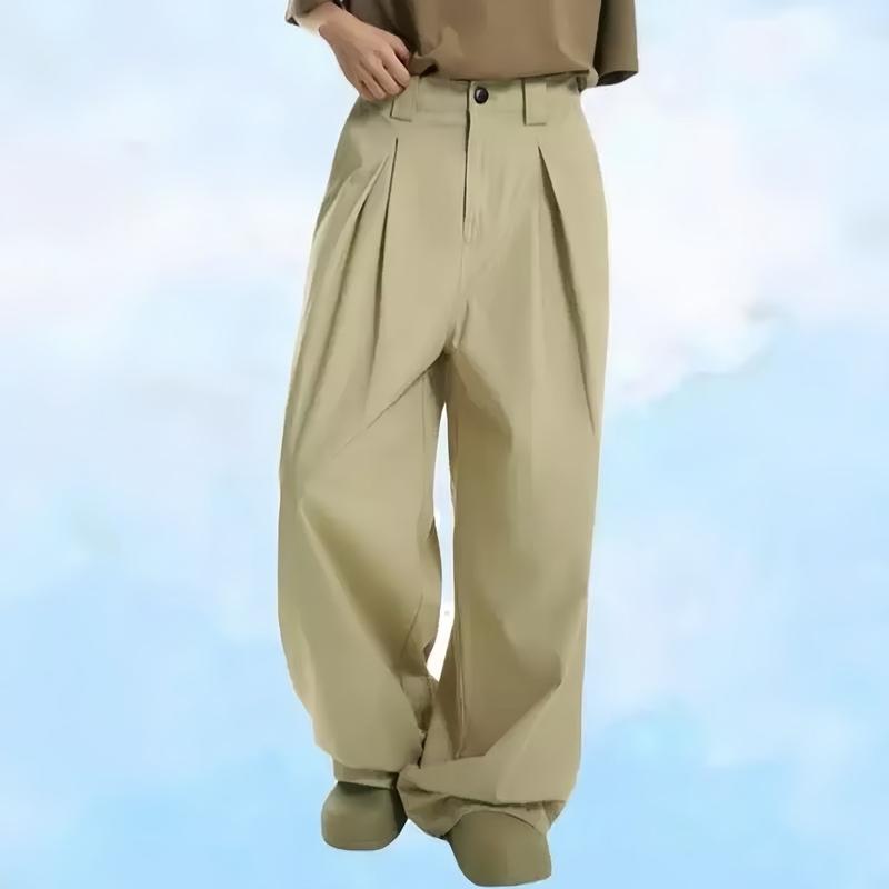 [Bản Cao Cấp] Quần Xuông Xếp Ly Chất Kaki Ống Rộng Vải Đẹp Mềm Thoáng Mát Local Brand PN.store - Ong Nữ Voi Kem Pants Women - Menswear