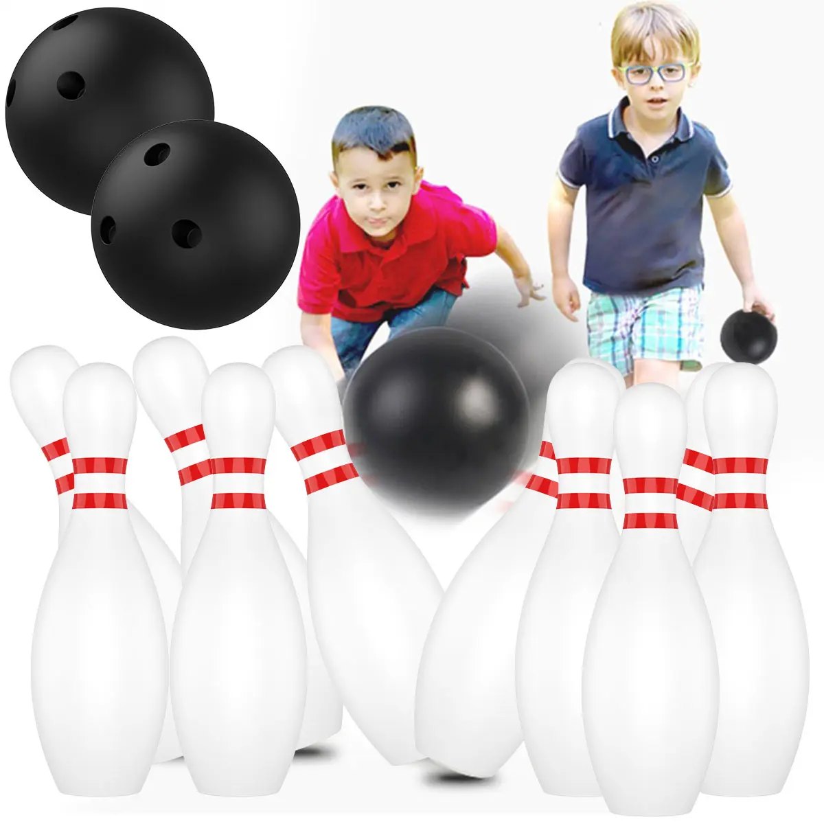 12 Pcs Kids Bowling Set Includes 10 Classical White Pins and 2 Balls Early Education Bowling Toy Portable Indoor Outdoor Toddler Bowling Games Kids Bowling Toy Gifts for Boys Girls