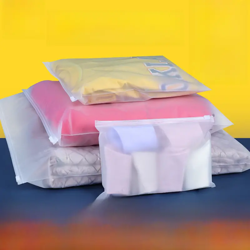 12 16 Silk Single-Sided Frosted PE Clothing Zipper Bag Underwear Socks Storage Bag Plastic Self-Sealing Pocket Organiser