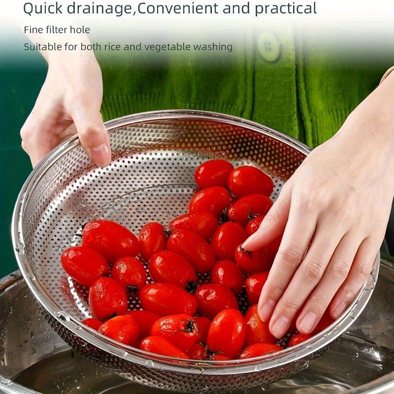 Product Introduction of Stainless Steel Steamer Basket, 1 Count Household Draining Basket with Handle, Multi-use Kitchen Gadget for Fruits & Vegetables, Utensils 5