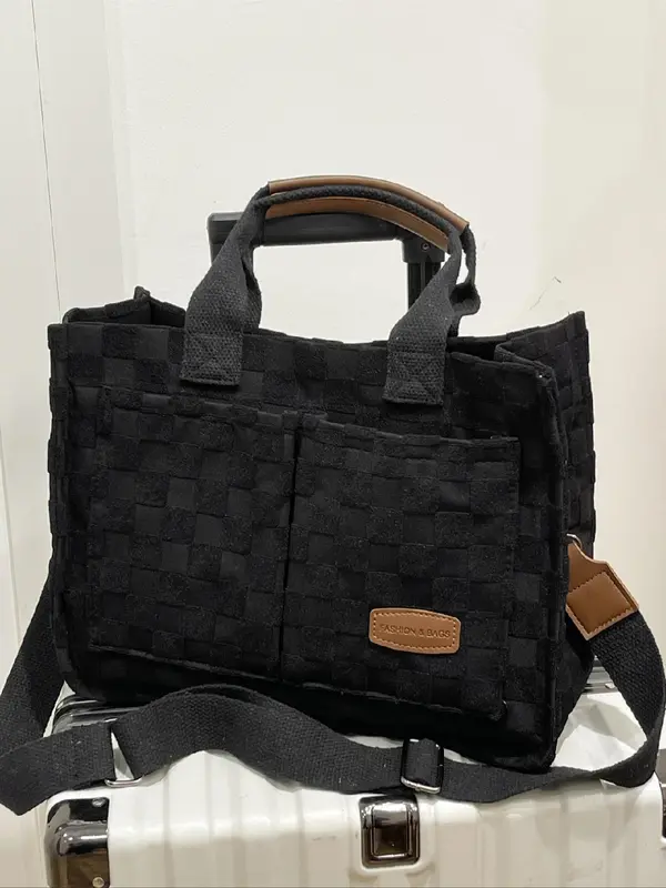 Women's Solid Color Tote Bag, 2025 New Style Fashionable Large Capacity Shoulder Bag for Daily Used, Casual Trendy Versatile High-quality Daily Commuting Bag 8