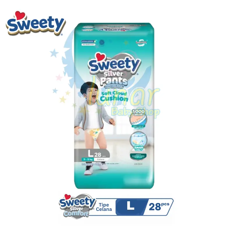 Sweety Silver Pants Tape Popok Bayi Perekat NBS40/S32/M30/L28/XL26/XXL24 Diapers 2