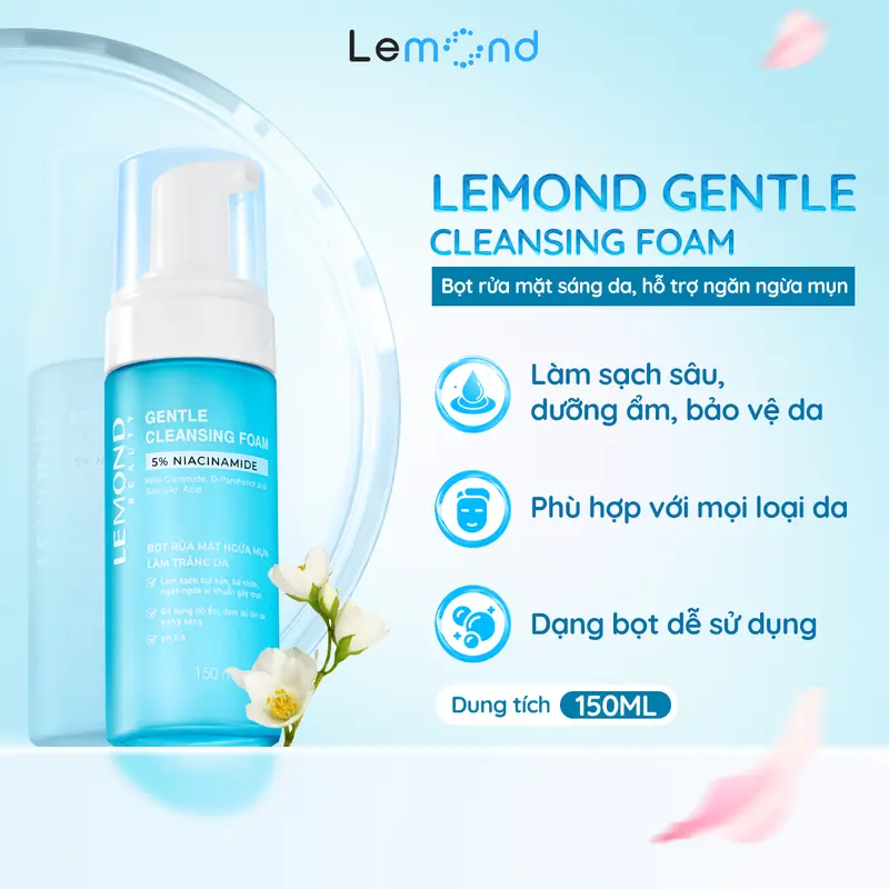 Bọt Rửa Mặt Tạo Bọt LEMOND GENTLE CLEANSING FOAM Hỗ Trợ Sáng Da, Làm Sạch Da 150ml 0