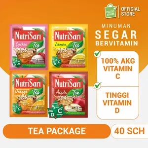 NutriSari Tea Package (40 Sch) - Lemon Tea, Lychee Tea, Orange Tea, & Apple Tea