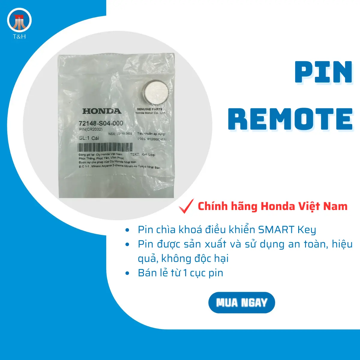 PIN ĐIỀU KHIỂN KHOÁ SMARTKEY XE TAY GA, XE CÔN TAY