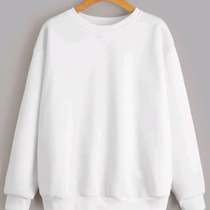 Crewneck polos PUTIH size S sampai BIGSIZE Fleece Panjang Pria Basic Sweater Oversize