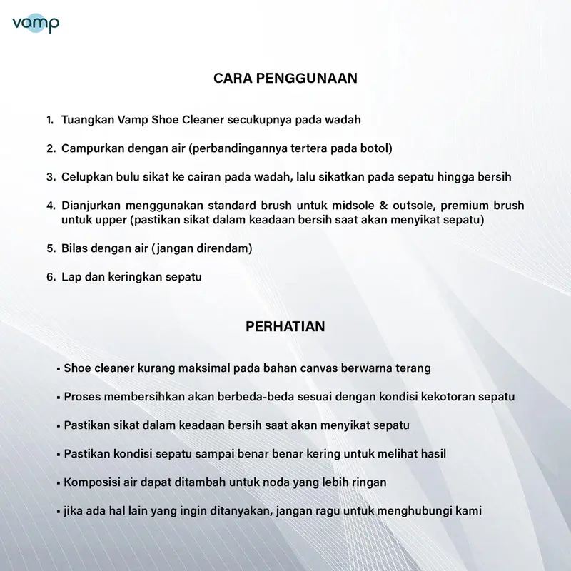 Vamp Shoe Cleaner 1 Liter | Pembersih Sepatu Sabun Cuci Sneakers Vamp Shoe Care 7