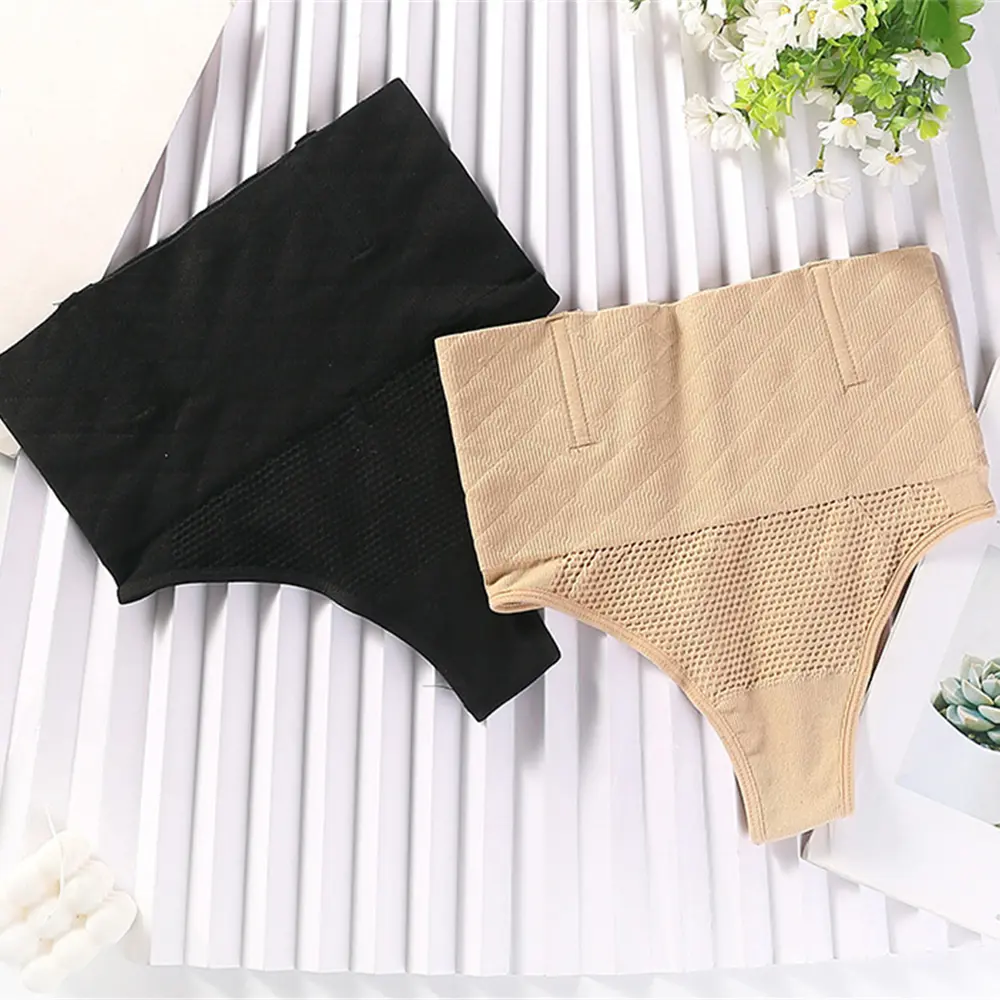 Simple Seamless Body Shaping Panty Shapewear Thong One Piece High Waist Tummy Thong Fishbone Soft Support Tummy Panties