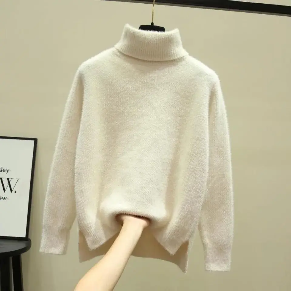 Áo Len Cổ Lọ Chenille, Dài Tay, Dày Dặn, Màu Trơn Dệt Kim, Áo Chui Đầu Cơ Sở Mới, Dáng Rộng Vừa Vặn, Thích Hợp Cho Mùa Thu Và Mùa Đông, Năm 2024