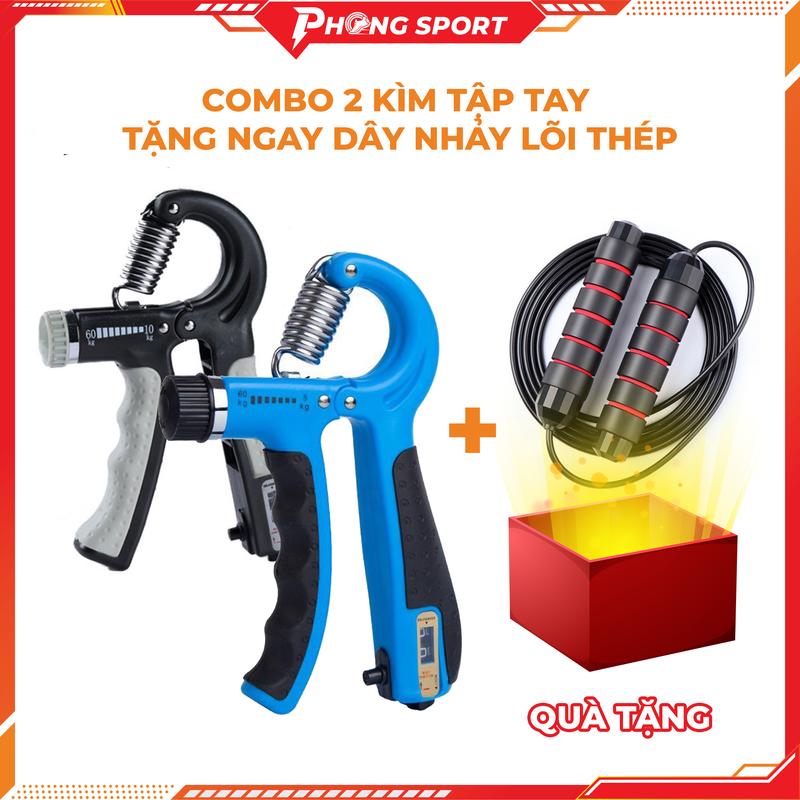  Combo 2 kìm trợ lực tập tay đếm số tặng ngay dây nhảy lõi thép 