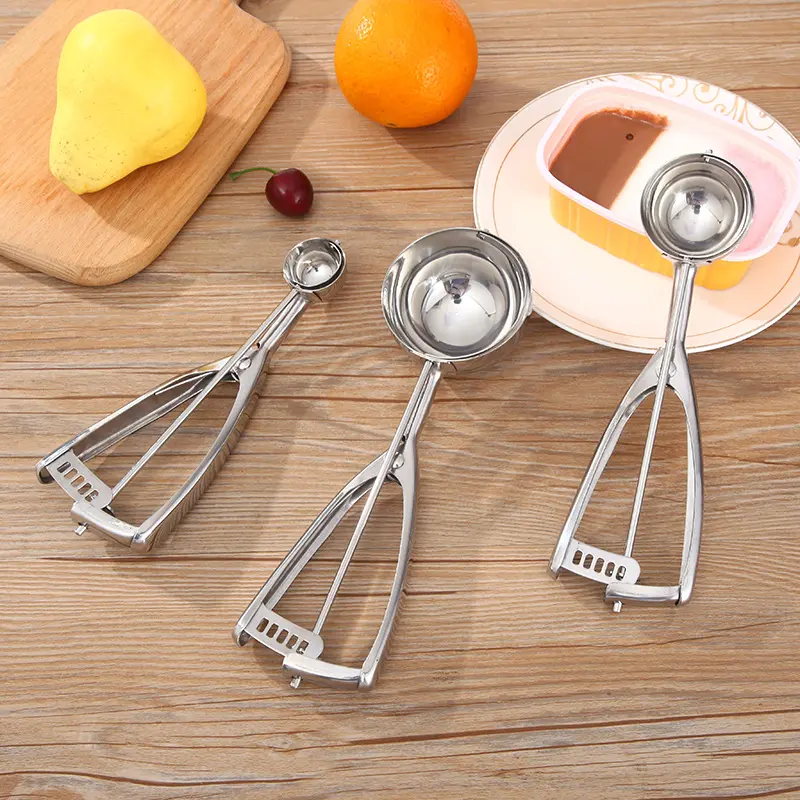 New Thickened 304 Stainless Steel Ice Cream Scoop Ice Cream Measuring Spoon Fruit Baller Ice Cream Spoon