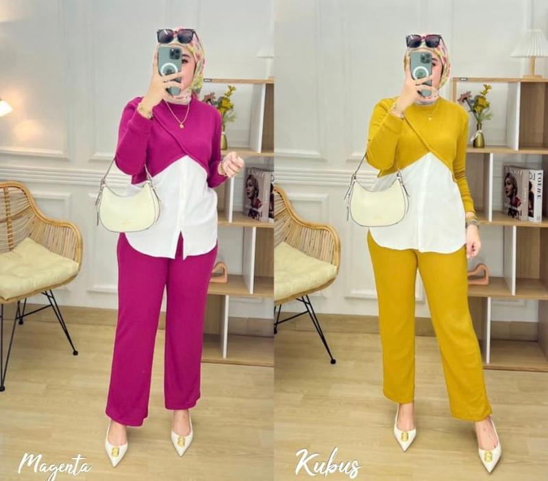 Setelan Knit Khanaya Oneset Knit Mix Crinkle Premium Setelan Wanita kekinian Terbaru 2