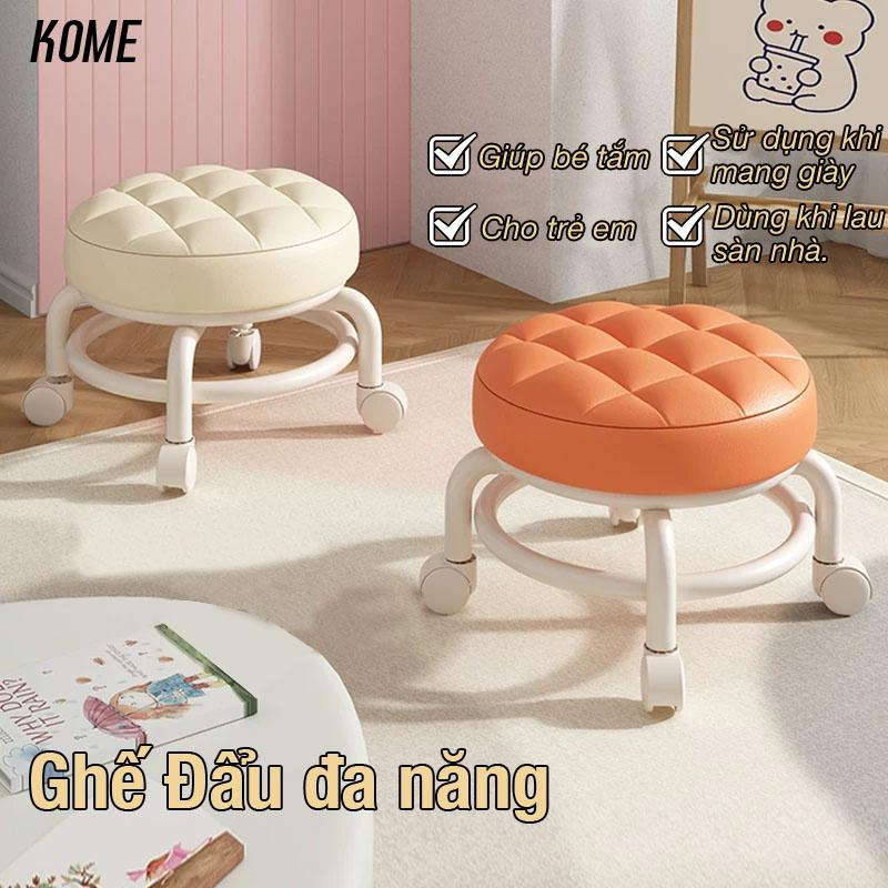  KAIDEE Ghế Đẩu Thấp Thông Dụng Cho Ghế tròn xoay bệt có bánh xe đa năng đệm ghế da PU êm ái bền bỉ 