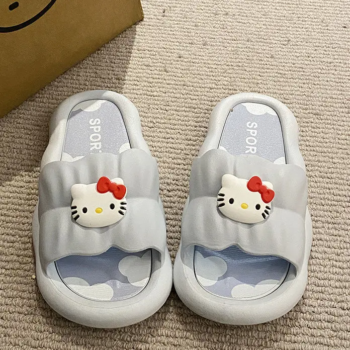 ทนทาน สวยงามสวยงามHello Kitty Cartoon Beach Slippers Girls' Non-Slip Bathroom EVA Material Children Bathroom Slippers