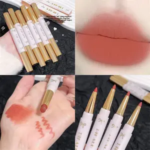 DIKALU Lipstik Kabut Lembut Pensil Bibir Tidak Menempel di Cangkir Tidak Pudar Matte Melembapkan Tahan Air Dua Sisi