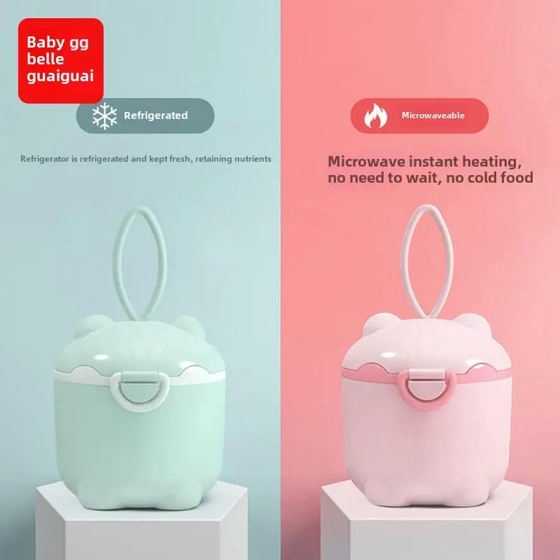 Hộp đựng thức ăn bổ sung Cầm Tay cho Sữa bột và mì gạo, Hộp kín, ngăn ngừa ẩm, Thích hợp cho bé ra ngoài đi chơi, có bình chứa 3