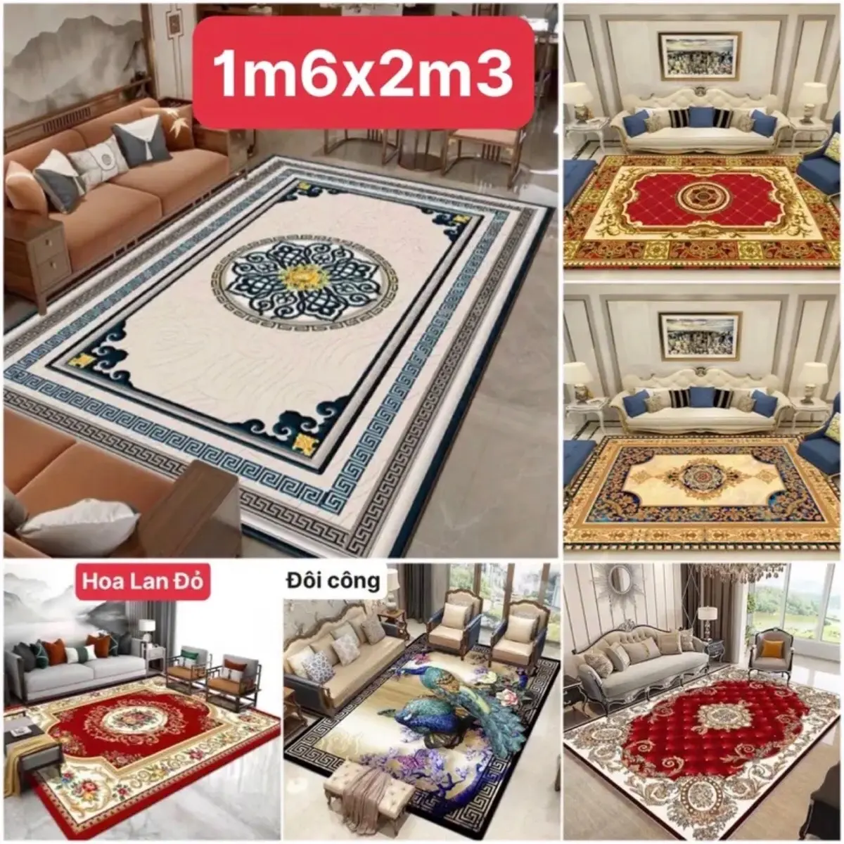 Size Thảm Bali  trải sàn, trang trí phòng khách, phòng ngủ, phòng thờ phòng cách hiện đại size 2mx3m