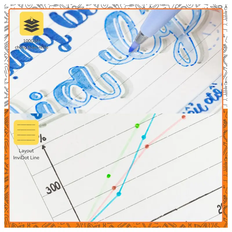Vở Kẻ Ngang Tili Klong MS 208 Vở B5 May Dán Gáy 200 Trang 100gsm Ruột InviDot Line Cho Học Sinh 5