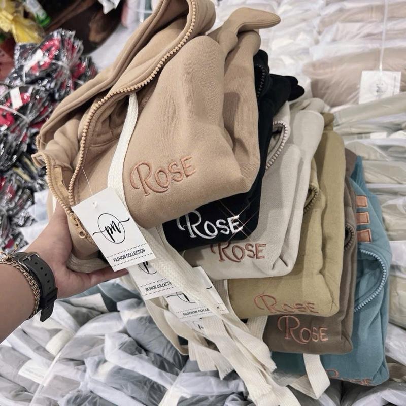 Áo khoác Nỉ Dày Dặn Thêu Rose Form Lửng Nữ - Freesize 40-65kg - Women Top 2