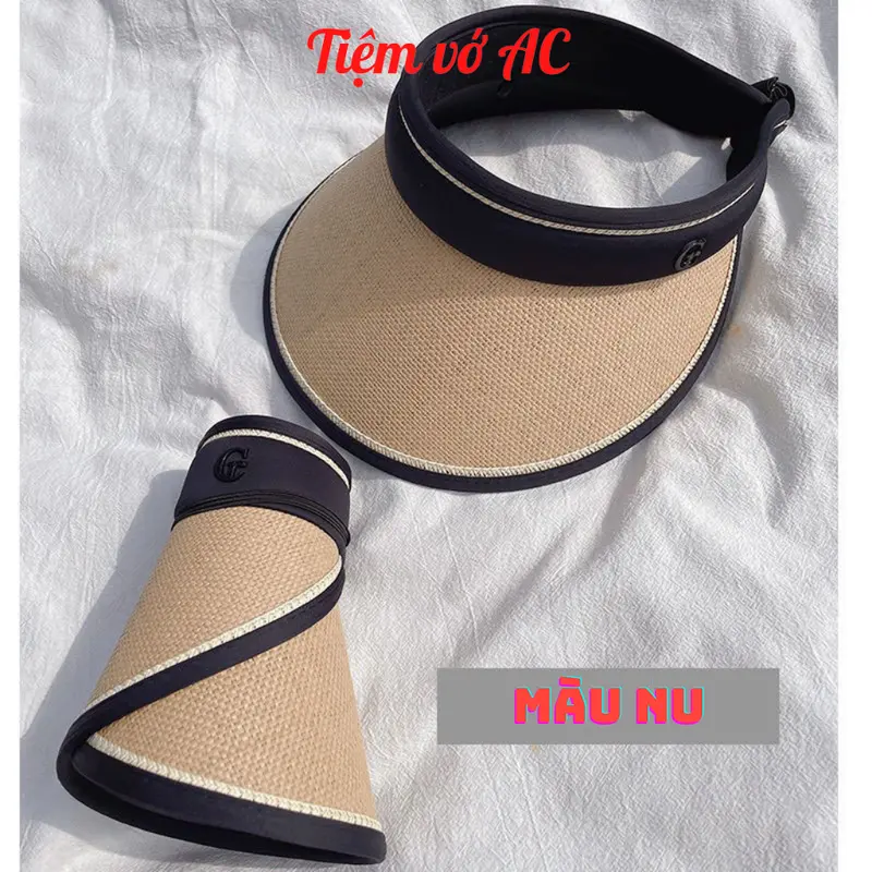 Mũ đi biển [FREESHIP] đi du lịch - nón chống nắng nửa đầu có thể gắp gọn họa tiết G - M09 Phụ Kiện Đội Đầu 0
